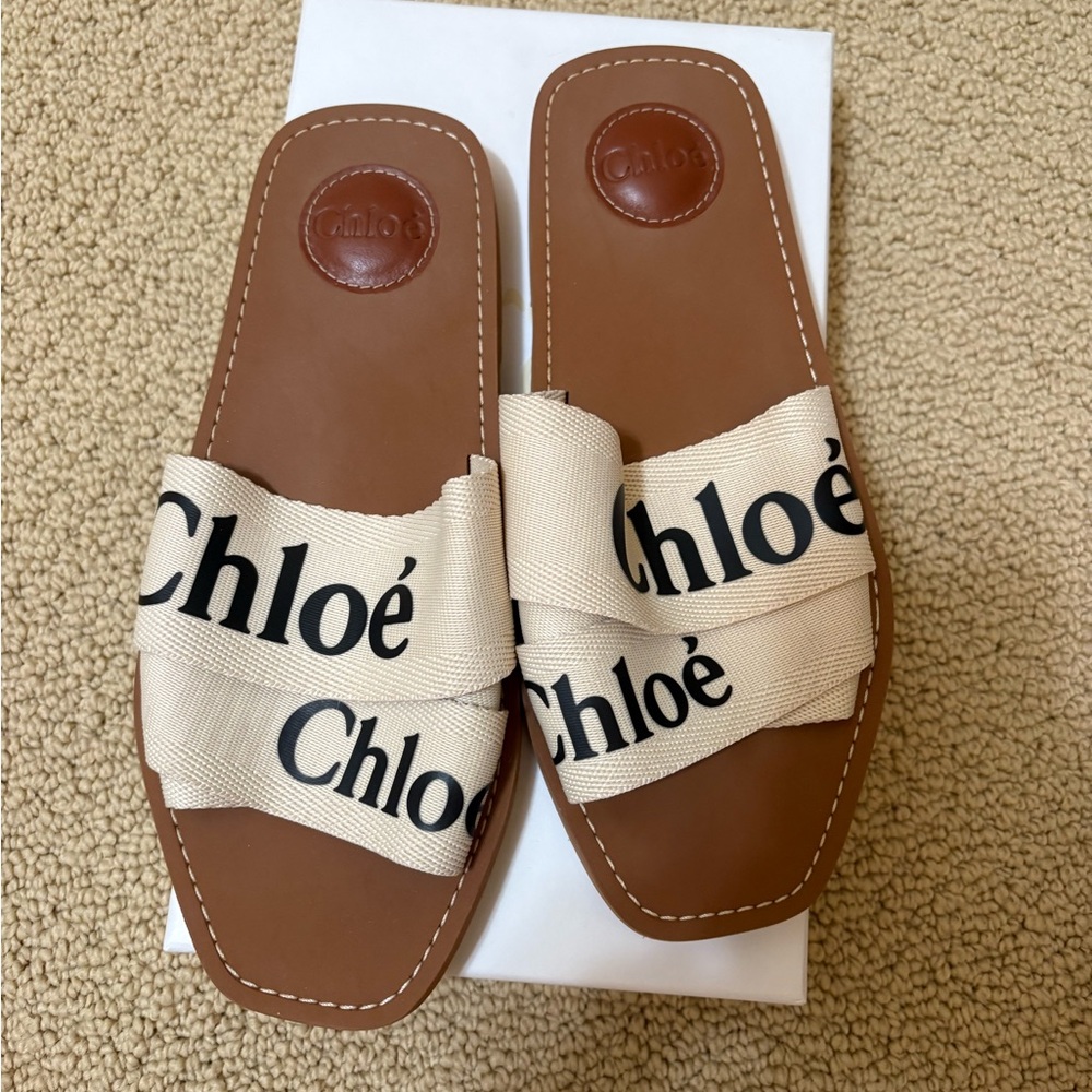 Chloé Brown and Cream Sandals